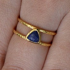 Lapis lazuli trillion silver gold vermeil ring